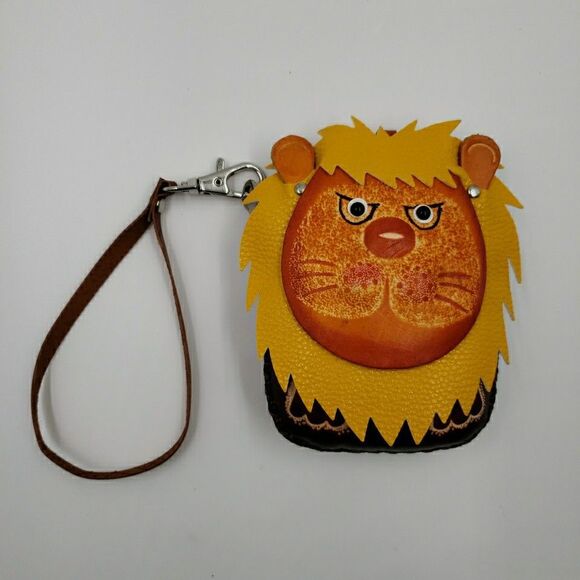 Lion Cat Gift Wristlet Wallet Card Holder Keychain Quirky Handmade Unique Boho - Picture 10 of 16